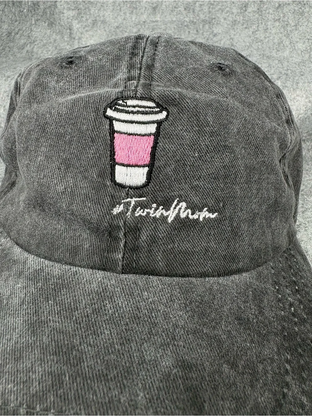 Dad Brand Twin Mum Coffee Cup Embroidered Black Adjustable Hat